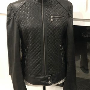 DKNY quilted leather biker jacket